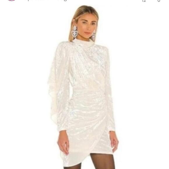 Ronny Kobo White Ivory Crushed Velvet Dress Medium - Picture 7 of 13